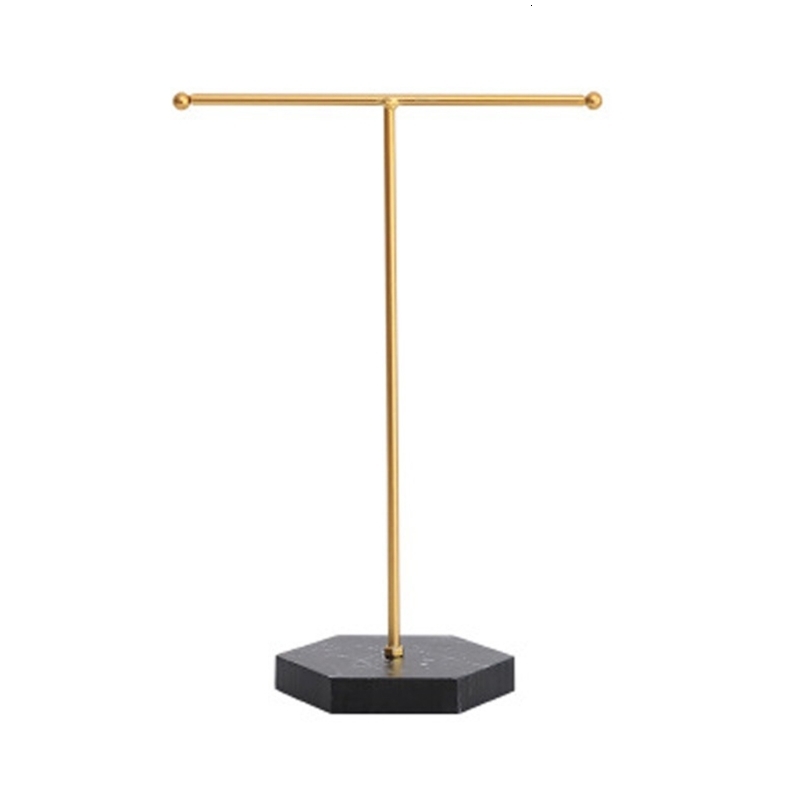 Jewelry Stand Marbled TShape Jewelry Rack Metal Necklace Holder Jewelry Tree Bracelet Stand Display Organizer with Hex Base for Earring 230630