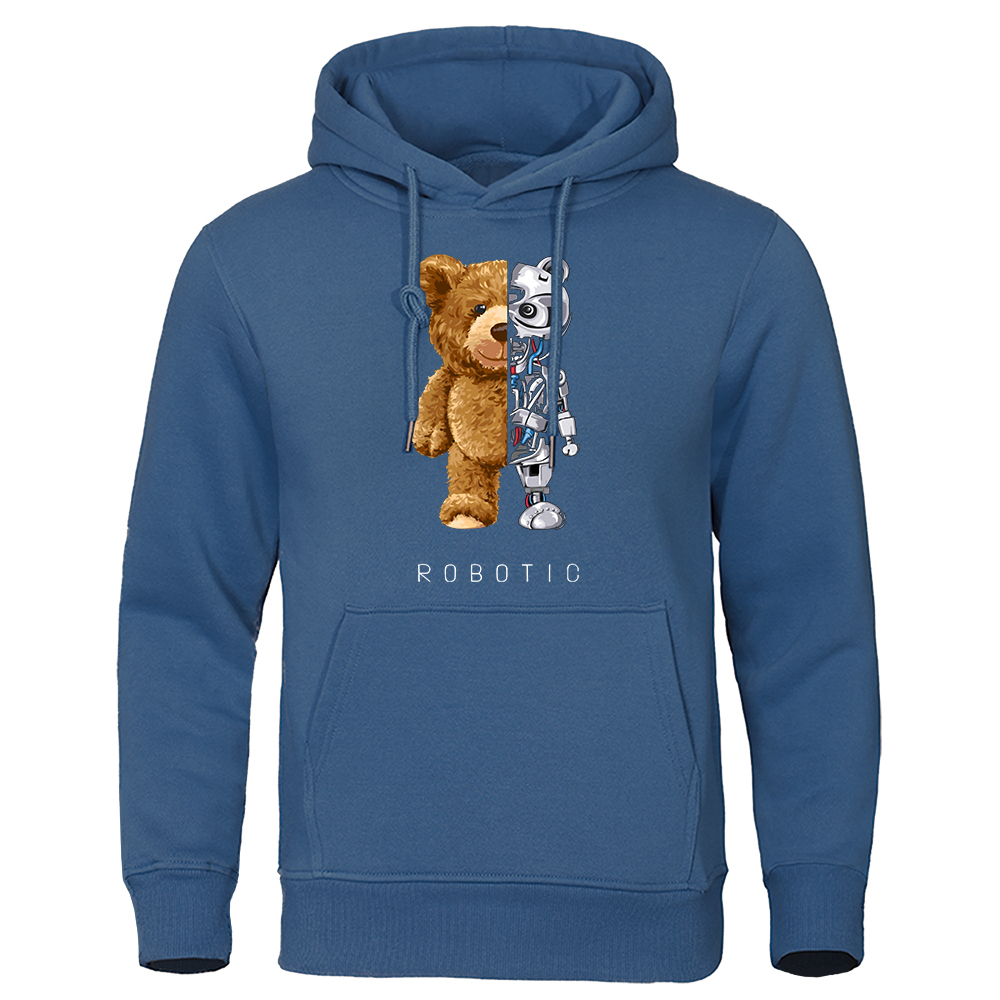 Men's Hoodies Sweatshirts Funny Teddy Bear Robot Hoodie Robotic Clothing Casual Hooded Men Fashion Fleece Oversized Loose Streetwear 230630