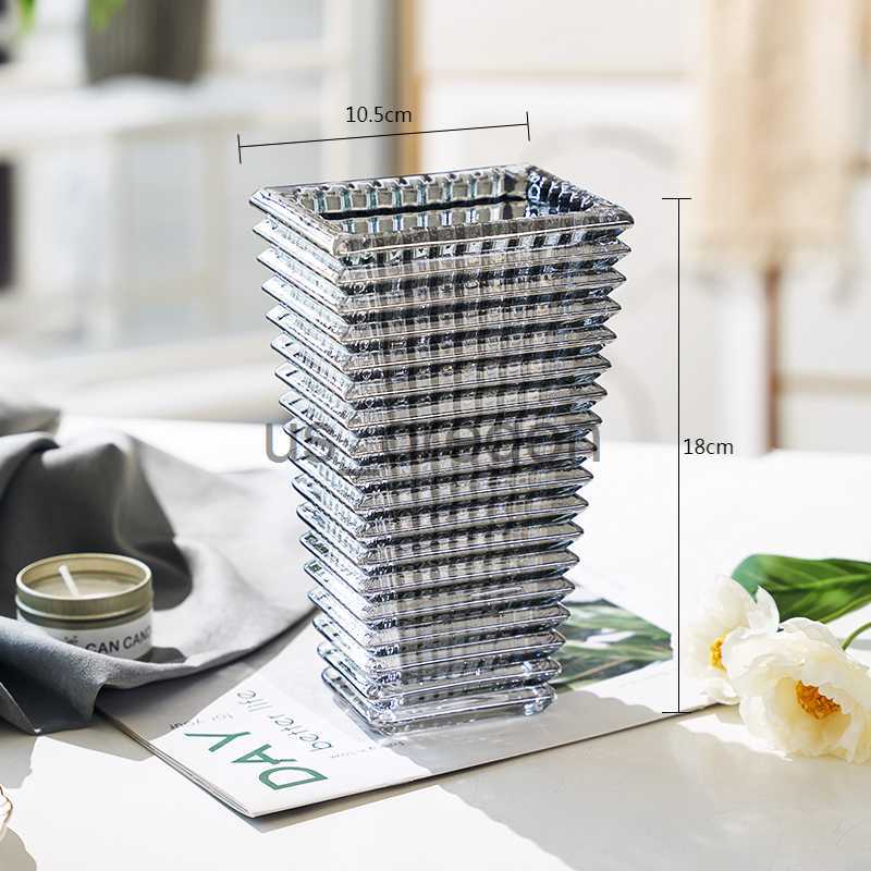 Vases Bright Glass Vase Home Decorations Bright Crystal Glass Vase Dried Flowers Desktop Decoration Decorative Utensils x0630