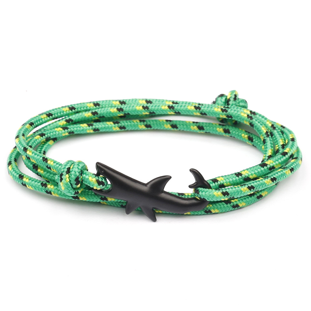 Popular Design 75 CM Layered Black Plated Shark Charm Bracelet for Gift