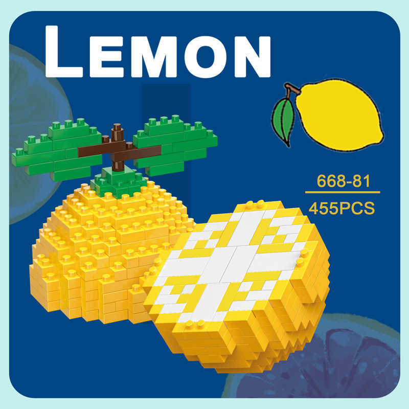 Free shipping Fruit Mini Building Blocks Apple Orange Avocado Lemon Model Miniature Particle Assembly Decoration Children's Toy Gift