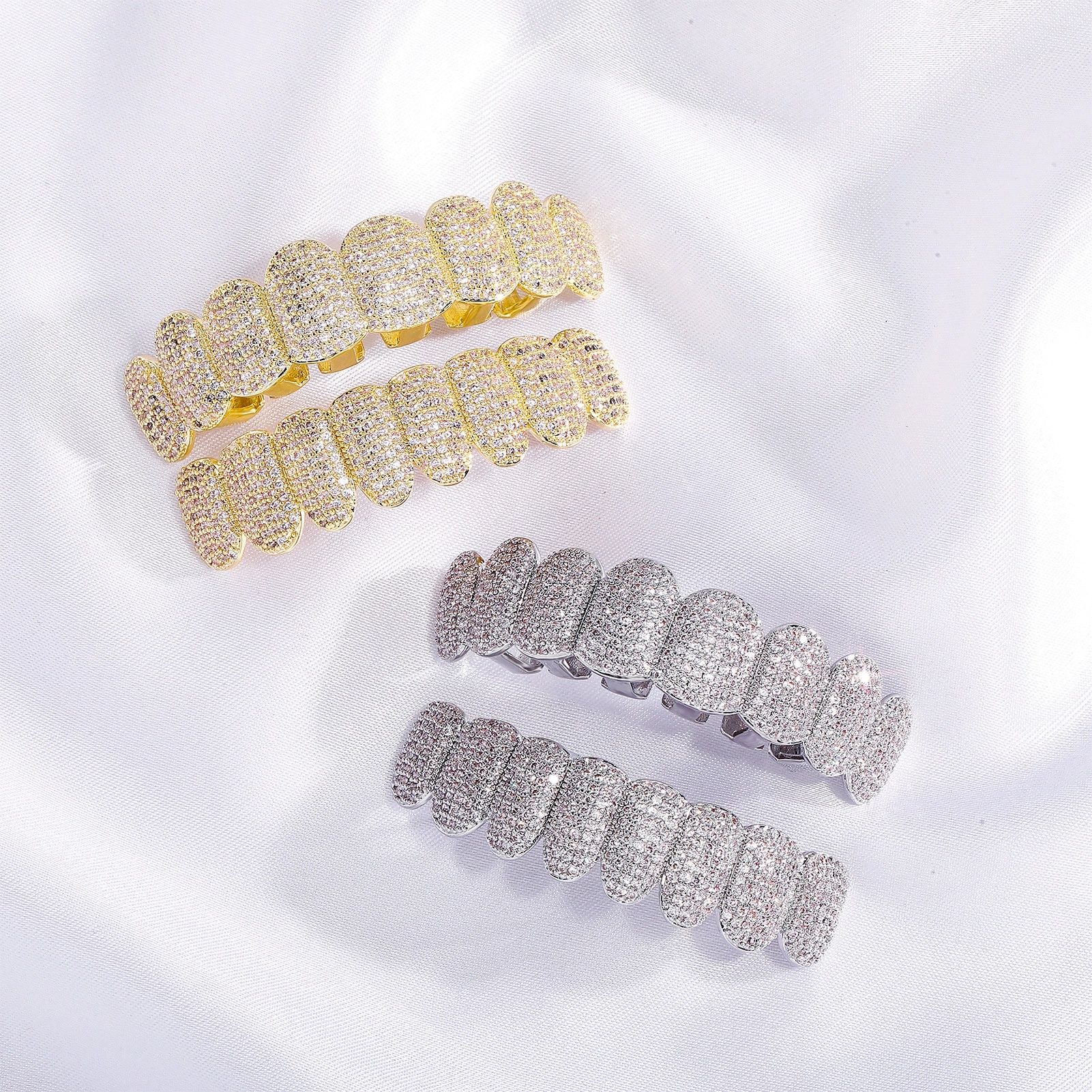 Exclusive customization Moissanite Teeth Grillz iced out Hop Sier decorative braces Real Dia Bg Tooth Grills For Men