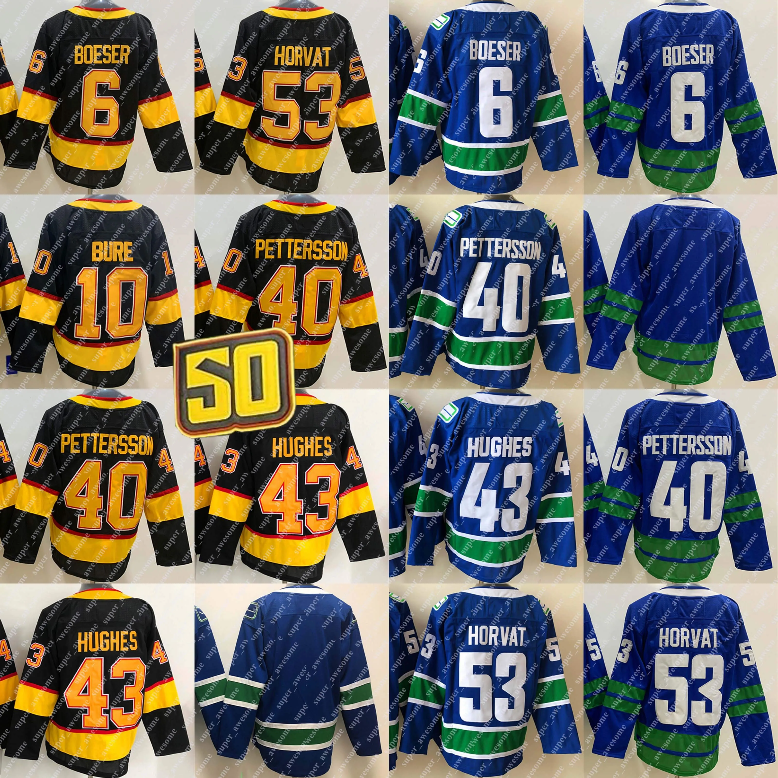 Hockey 43 Quinn Hughes Jersey 40 Elias Pettersson 53 Bo Horvat 6 Brock Boeser 10 Pavel Bure Hockey Jerseys Black Blue Stitched
Hockey 43 Quinn Hughes Jersey 40 Elias Pettersson 53 Bo Horvat 6 Brock Boeser 10 Pavel Bure Hockey Jerseys Black Blue Stitched