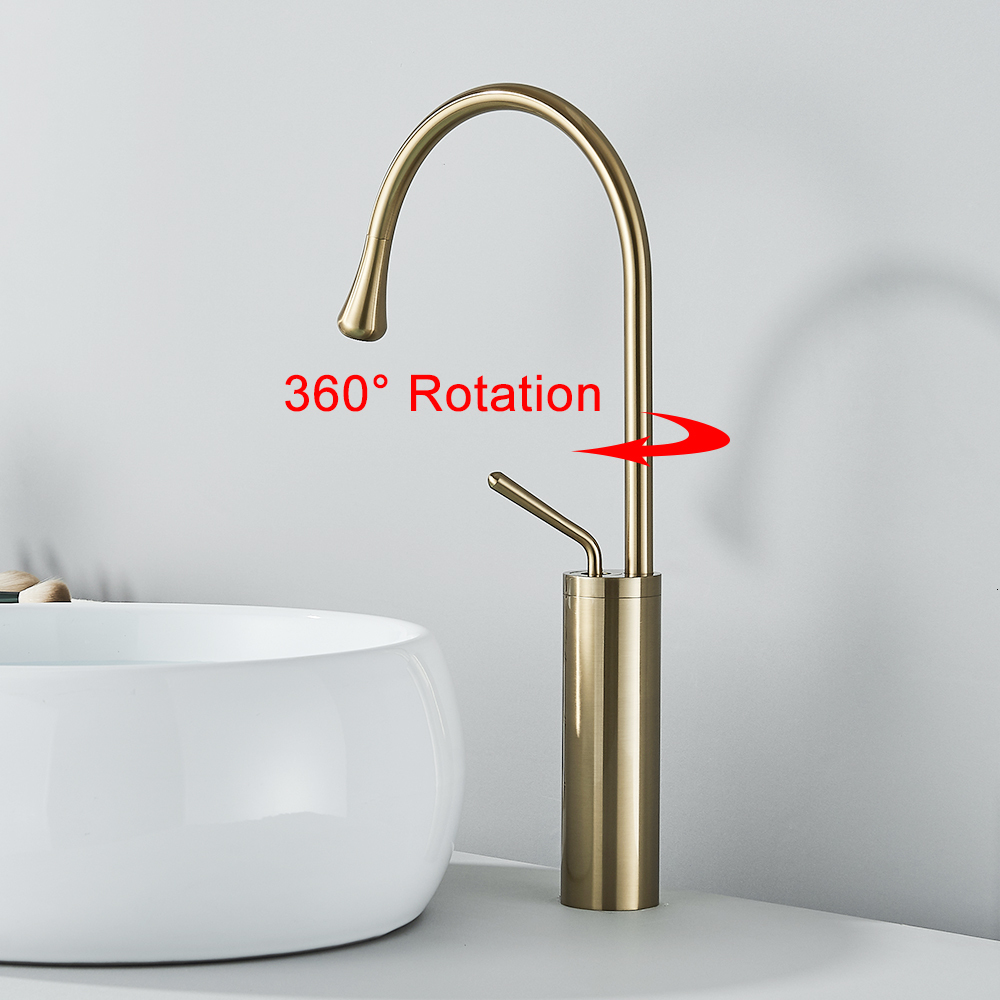 Bathroom Sink Faucets Modern Basin Faucet Brushed Gold Black Silver Faucet Deck Mounted Basin Sink Tap Mixer Cold Brass Tap for Bathroom 230629