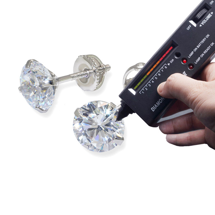 Boucles d'oreilles Stud Moucles d'oreilles pour femmes 925 argent sterling 1ct * 2p Vvs Moisanite Moisanite Pass Tester Diamond Tester ohrringe w
