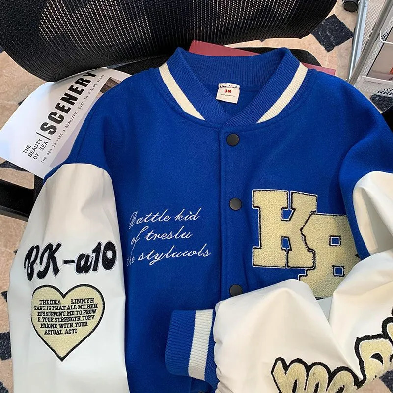 Men's Jackets American Vintage Klein Blue hip Hop Y2K loose men and women thin baseball street racing clothes jacket 3XL 230928