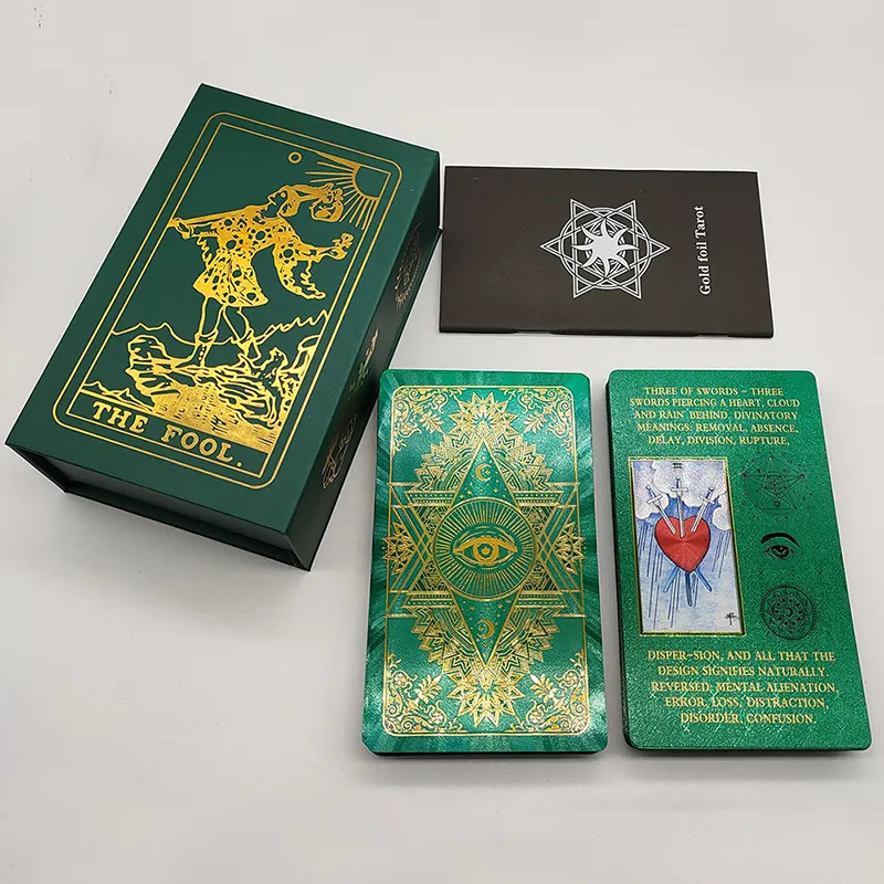 Outdoor Games Activities Rider Deck Gold Foil Tarot Cards Mysterious Board Game Terrific Divination Oracle With Exquisite Gift Box 230928