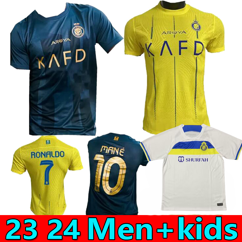 S-4XL Al Nassr FC soccer Jerseys Ronaldo mane 2023 Home yellow away 23 24 CR7 Gonzalo Talisca Ghislain Konan Vincent Aboubakar men Football shiirt Al-Nassr FC KIDS