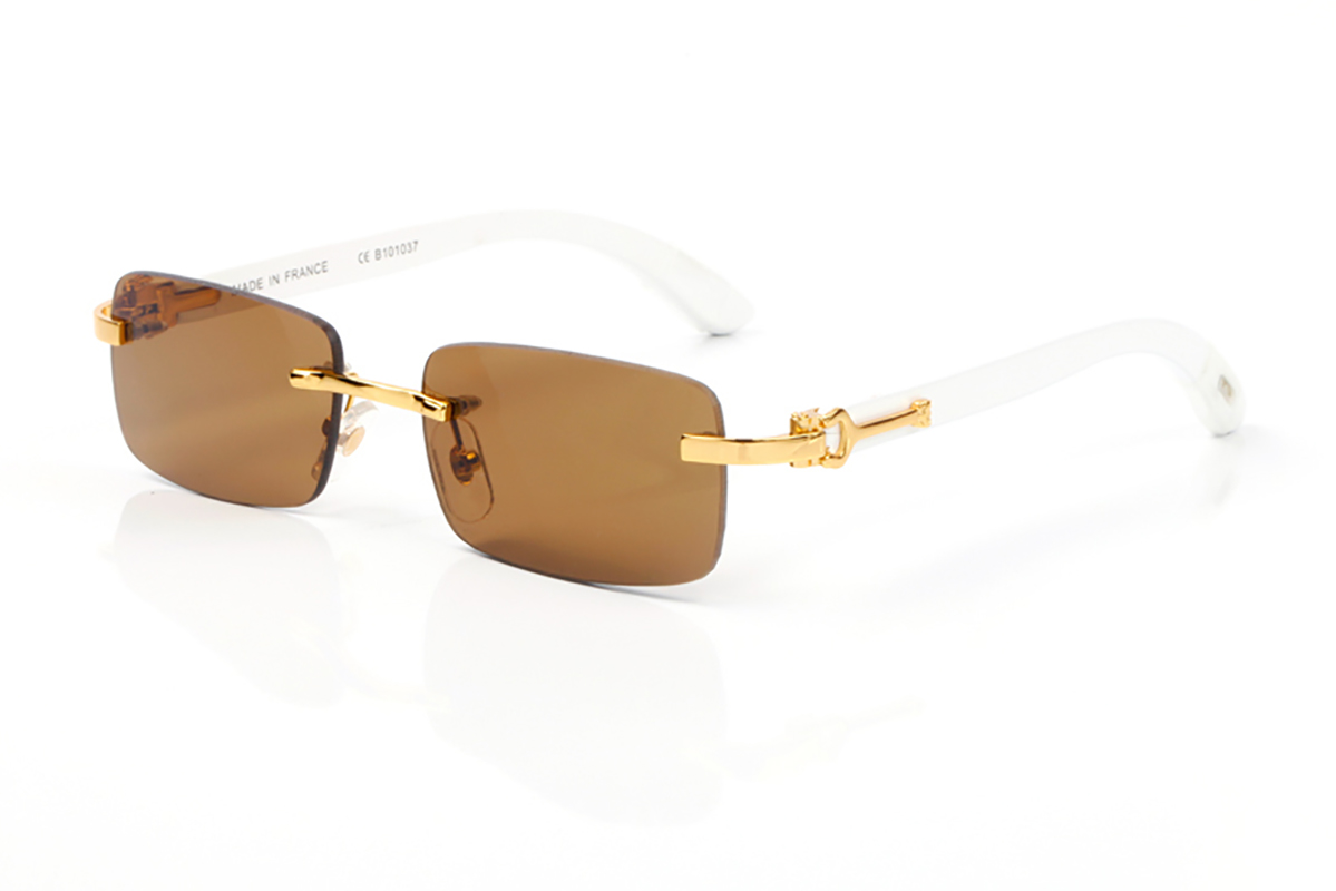 Wood Sunglasses Mens Designer Vintage Sunglasses Bamboo Frames Gold Metal Rimless Rectangular Frame Acetate Sun Glasses for Women C Decoration Eyeglasses Lunette