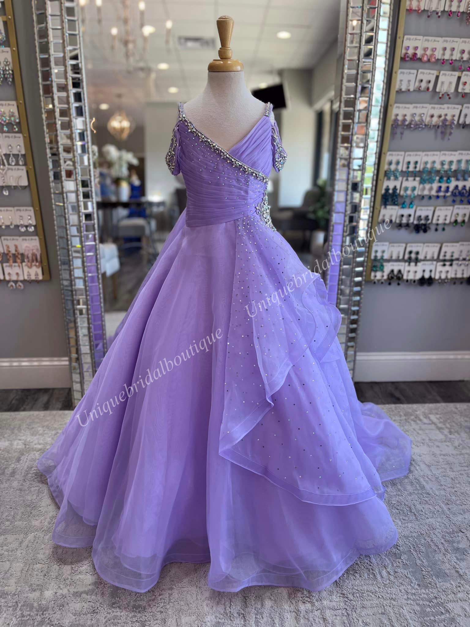 Light Purple Girl Pageant Dress 2025 Crystals Straps Organza Little Kid Birthday Formal Cocktail Party Gown Infant Toddler Teens Preteen Tiny Young Ju