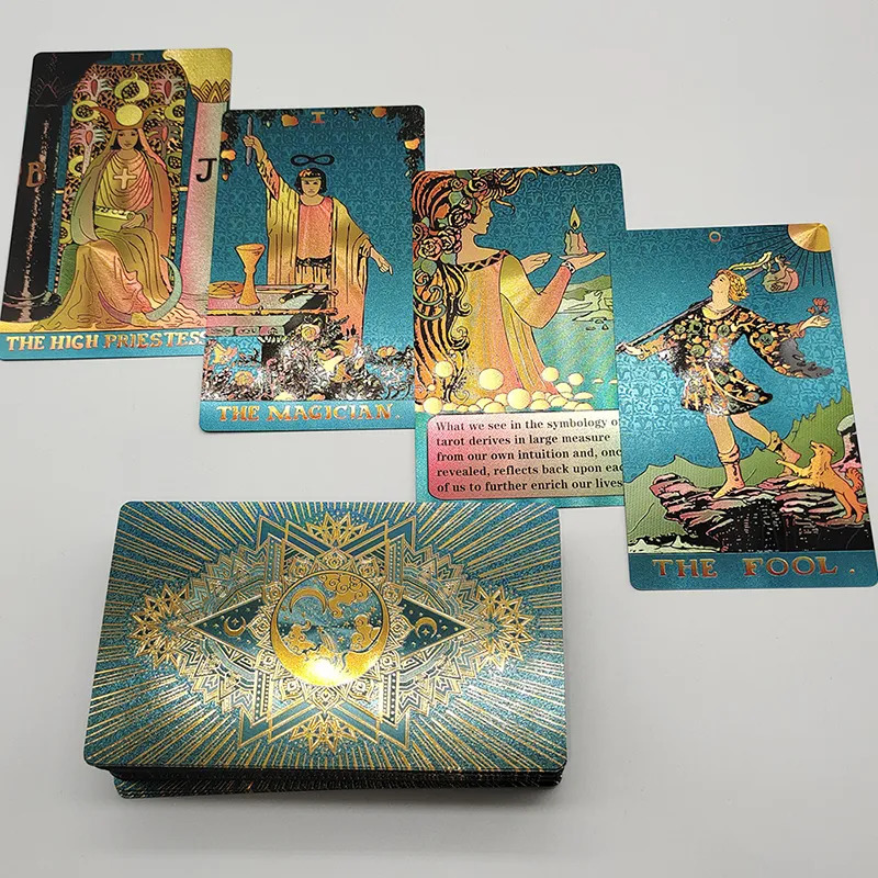 Outdoor Games Activities Rider Deck Gold Foil Tarot Cards Mysterious Board Game Terrific Divination Oracle With Exquisite Gift Box 230928