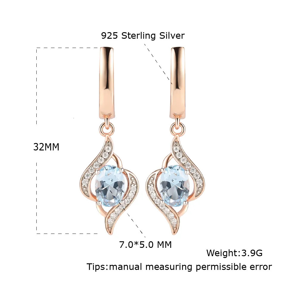 Stud YEZOXA Created Sky Blue Topaz 925 Sterling Silver 14K Rose Gold Plating Infinity Dangle Drop Earrings For Women 230928