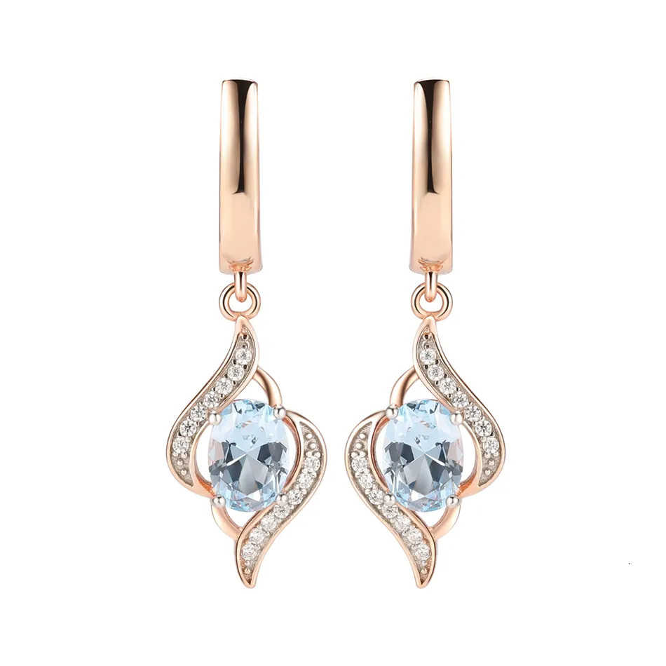 Stud YEZOXA Created Sky Blue Topaz 925 Sterling Silver 14K Rose Gold Plating Infinity Dangle Drop Earrings For Women 230928