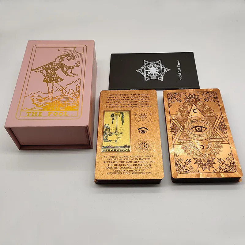 Outdoor Games Activities Rider Deck Gold Foil Tarot Cards Mysterious Board Game Terrific Divination Oracle With Exquisite Gift Box 230928