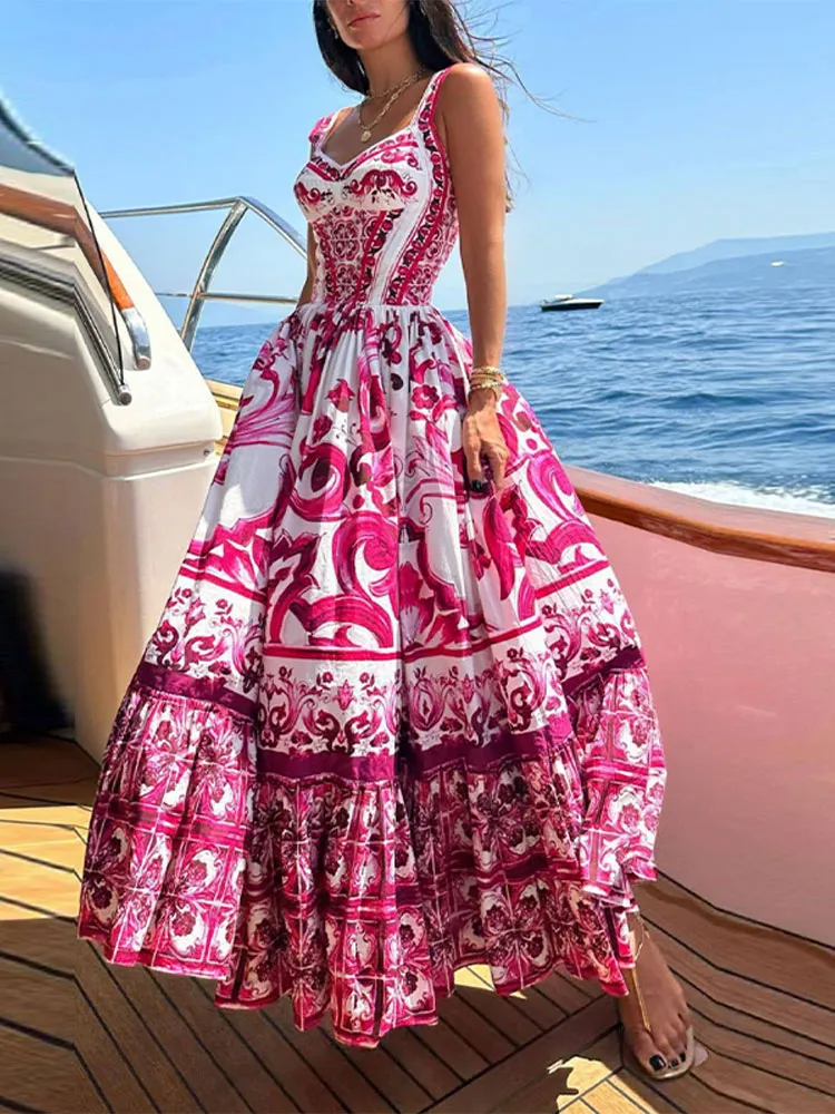 Basic Casual A E Holiday Dress Women Fsahion High Waist Puff Hem Maxi Vestidos Fashion Banquet Prom Formal Dresses Lady