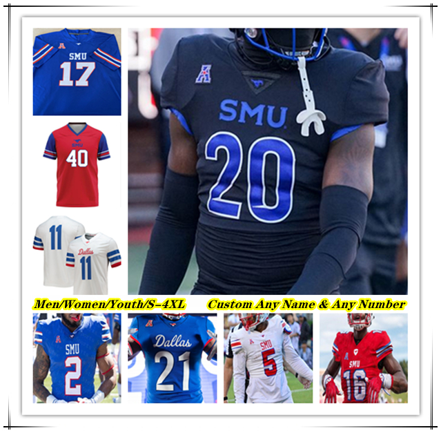 Ncaa College SMU Mustangs Football Jersey Preston Stone Jaylan Knighton Eric Dickerson Isaiah Nwokobia Alexander Kilgore Moochie Dixon LJ Johnson Jr Hudson Wilson