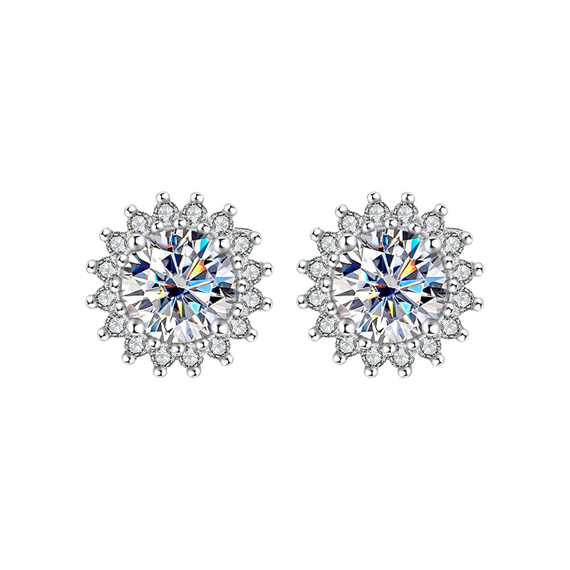 stud for women sterling sier 1CT*2P VVS moissanite earrings pass dia tester ohrringe wed engagement designer jewelry