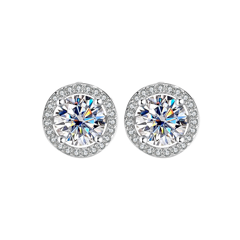 stud for women sterling sier 1CT*2P VVS moissanite earrings pass dia tester ohrringe wed engagement designer jewelry