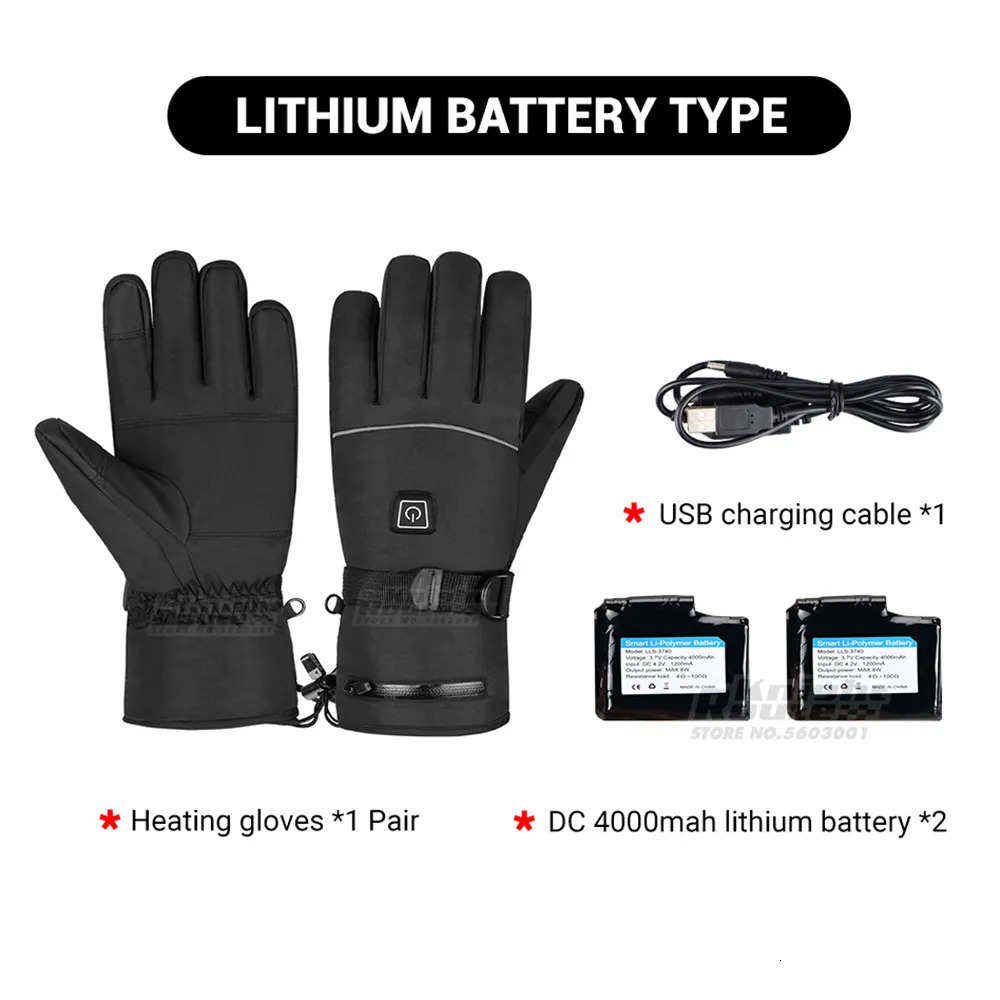 Five Fingers Gloves Winter Heated Men Moto Thermal Electric Heating Motorcycle Touch Screen Battery Powered Riding Ski 230928