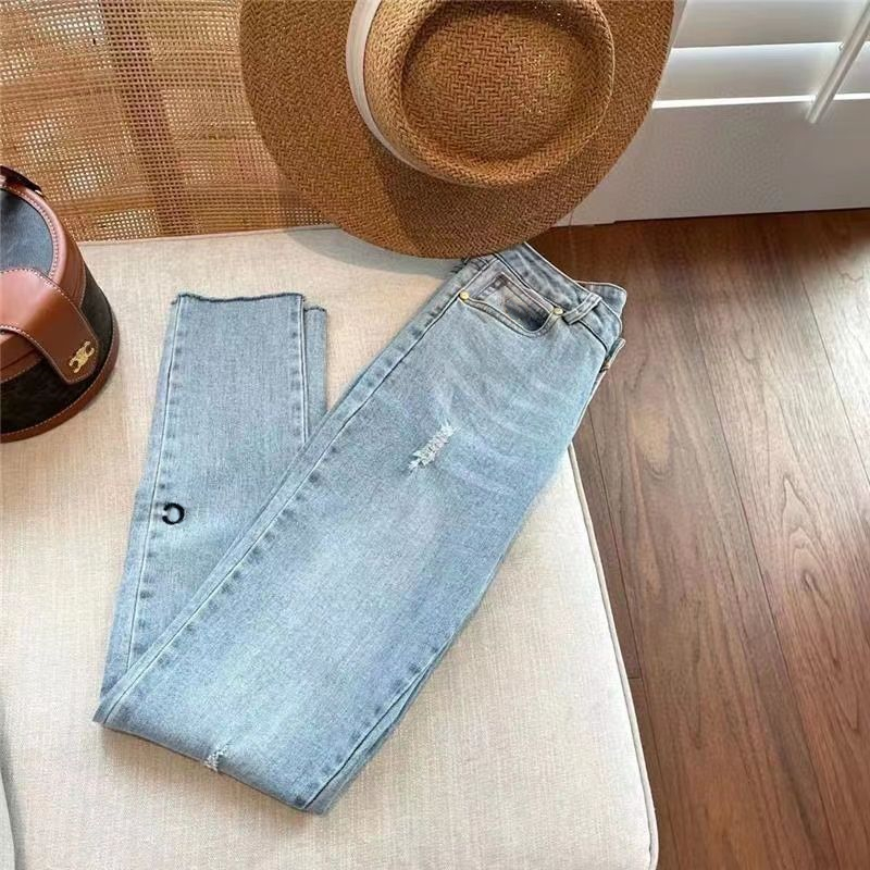 CHANN Clothing Women's Jeans jeans female womens hole size bell bottom denim pants waist fashion Blue slacks trousers design Free shi