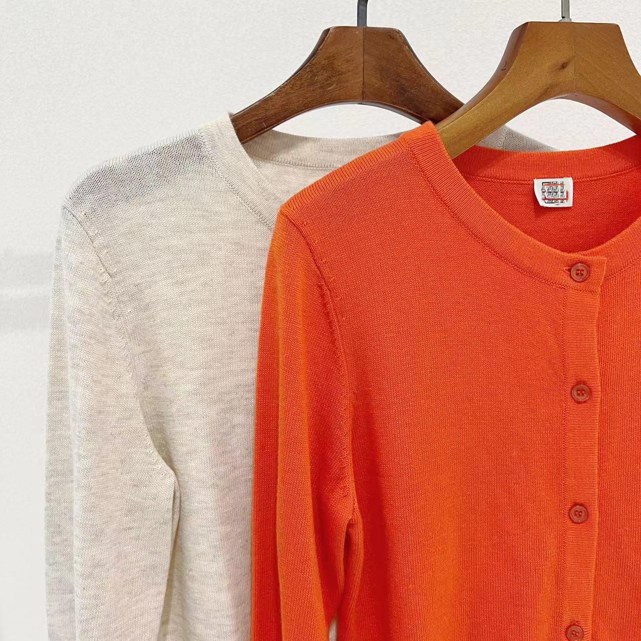 Chic Knitted Wool Cardigan for Women - Soft Round Neck Long Sleeves Jacket
