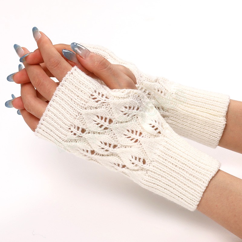 Fashion Winter Warm Fingerless Gloves For Women Knitted Stretch Half Finger Arm Warmers Crochet Knitting Short Gloves Mittens