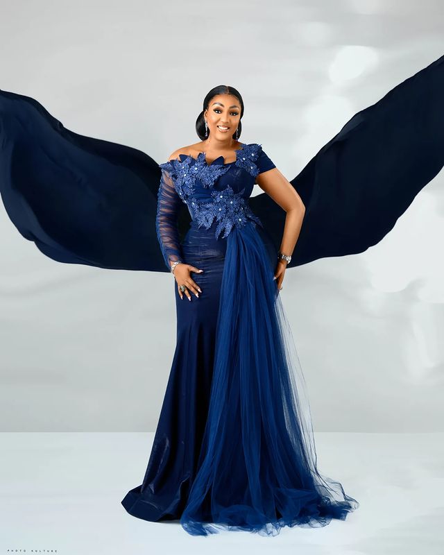 Aso Ebi Arabic Navy Blue Mermaid Bride Dresses Crystals Lace Evening Prom Formal Party Birthday Celebrity Mother Of Groom Gowns Dress
