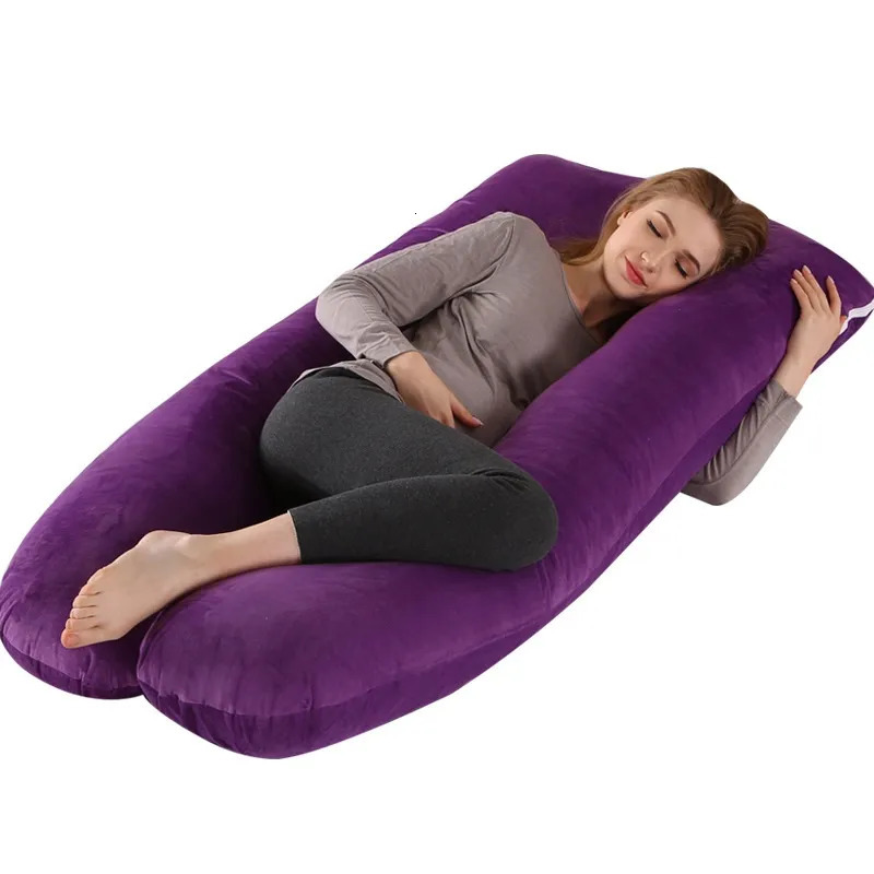 Maternity Pillows U Shape Maternity Pillows 130x70cm Pregnancy Body Pillow Soft Coral Fleece Pregnant Women Side Sleepers Bedding Relaxing Pillows 230