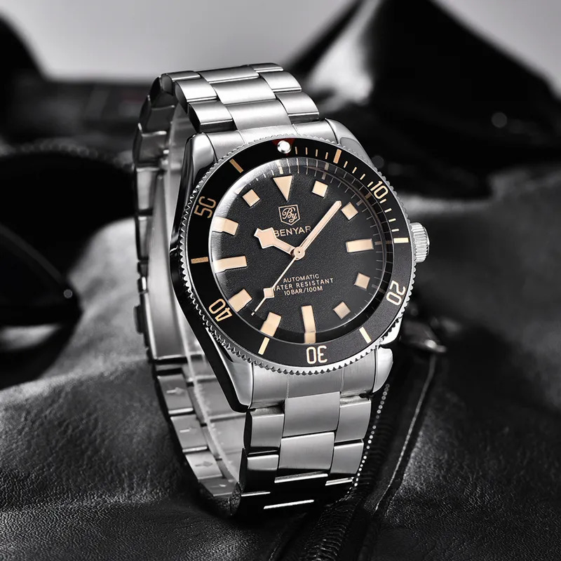 Other Watches BENYAR Men's Watches Mechanical Automatic BB58 Sport Watch For Men Stainless Steel Waterproof Business Luminous Clock 230928