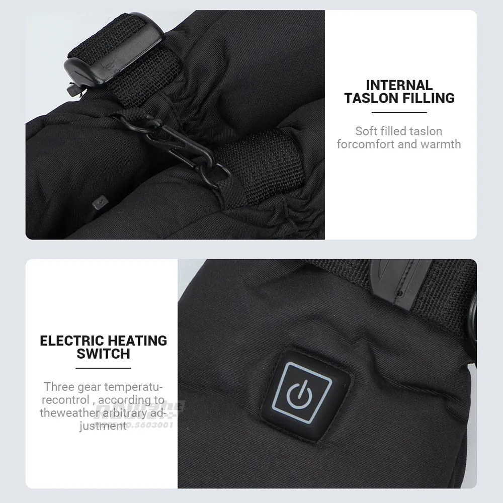 Five Fingers Gloves Winter Heated Men Moto Thermal Electric Heating Motorcycle Touch Screen Battery Powered Riding Ski 230928