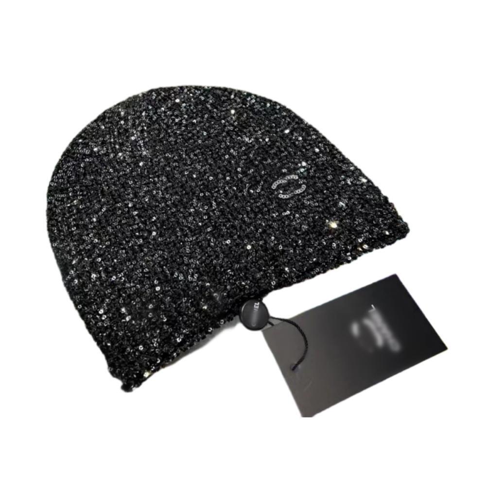 Designer sequin knit hat for women Fashion brand Winter sports cap