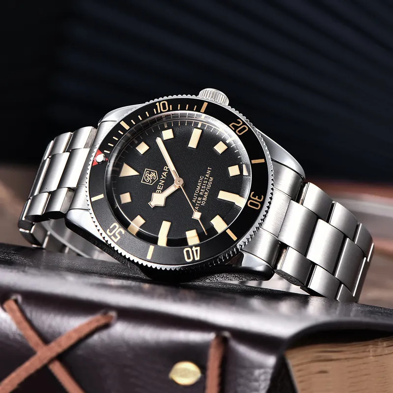 Other Watches BENYAR Men's Watches Mechanical Automatic BB58 Sport Watch For Men Stainless Steel Waterproof Business Luminous Clock 230928
