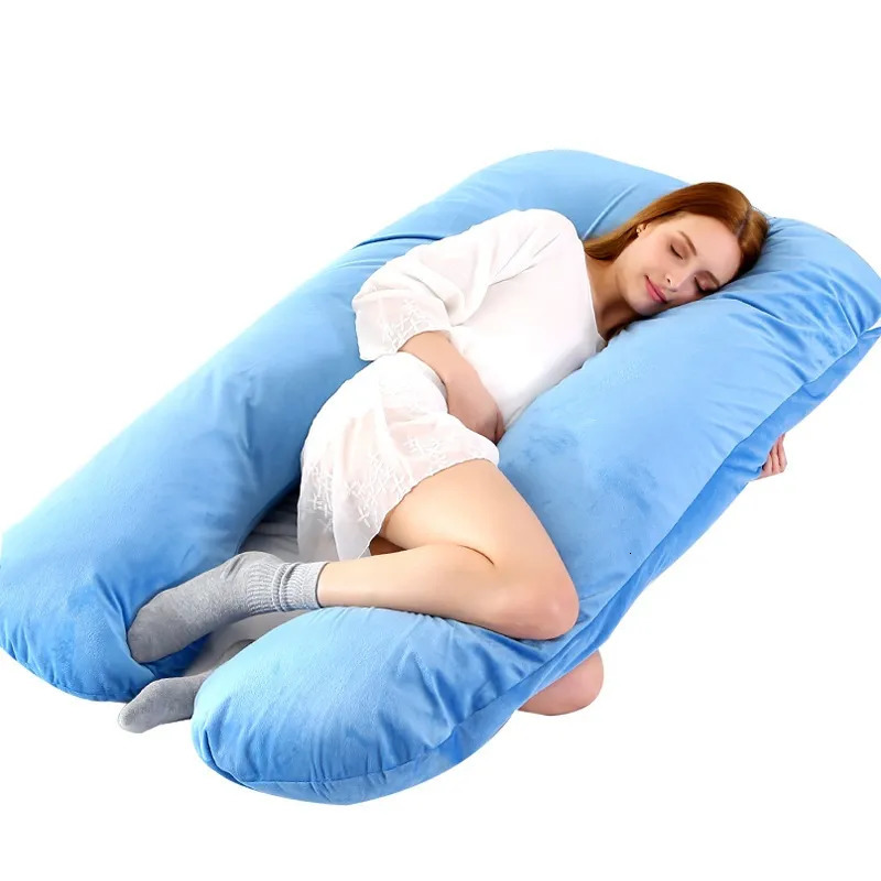 Maternity Pillows U Shape Maternity Pillows 130x70cm Pregnancy Body Pillow Soft Coral Fleece Pregnant Women Side Sleepers Bedding Relaxing Pillows 230