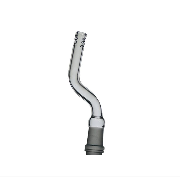 4.72 inches Glass Downstem Smoking Pipe 14mm Female 90 Degree Down Stem with 6 Cuts for Beaker Pipes Accessories