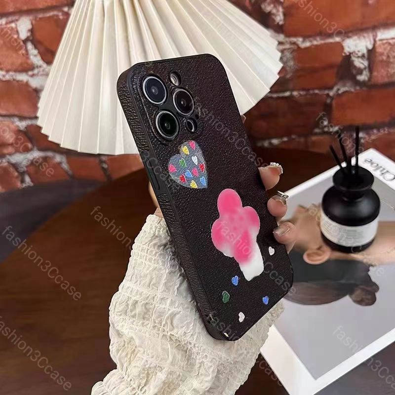 Designer New phone cases For iPhone 15 16 14 11 12 13 Pro Max 14plus 13pro 12promax cartoon doodle Leather cover shell With Box XWNM