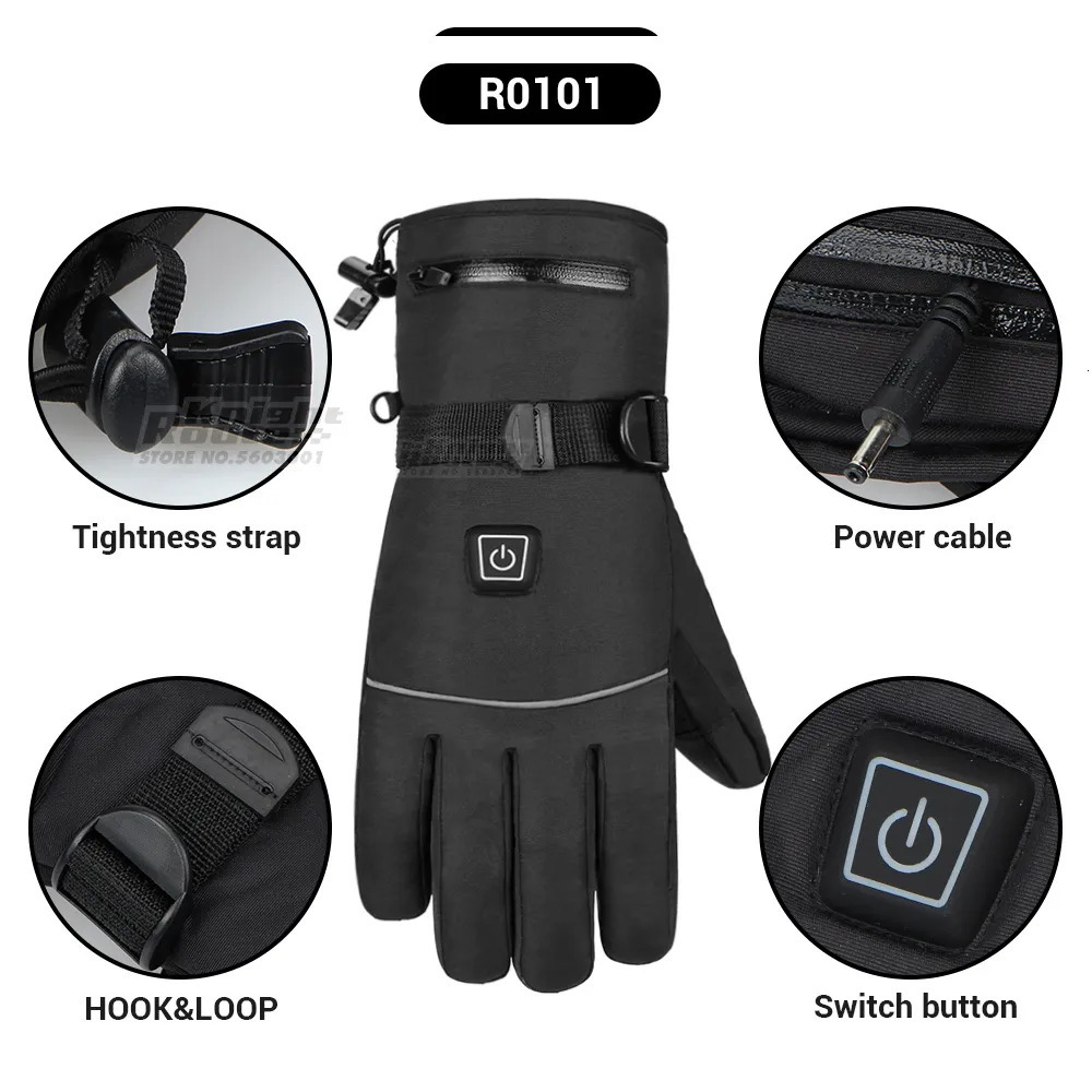 Five Fingers Gloves Winter Heated Men Moto Thermal Electric Heating Motorcycle Touch Screen Battery Powered Riding Ski 230928