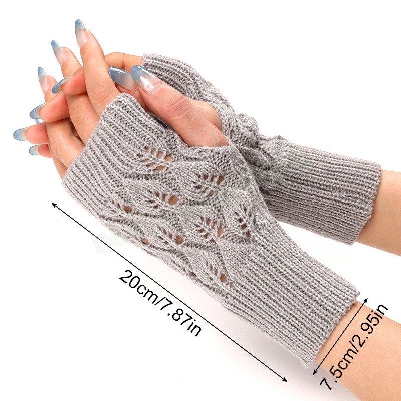 Fashion Winter Warm Fingerless Gloves For Women Knitted Stretch Half Finger Arm Warmers Crochet Knitting Short Gloves Mittens