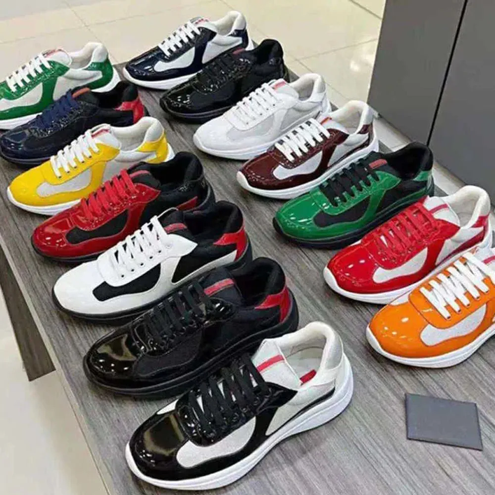 Men Women Americas Cup Xl Leather Sneakers High Quality Patent Leather Flat Trainers Black Mesh Lace-up Casual Shoes Outdoor Runner Trainers Sport Shoes Men shoes
