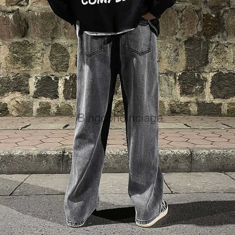 Men's Jeans 2023 Men's Jeans Korean Version Student Casual Pants High Street Straight Loose Wide Leg Jeans Black Grey Blue Baggy JeansL23100