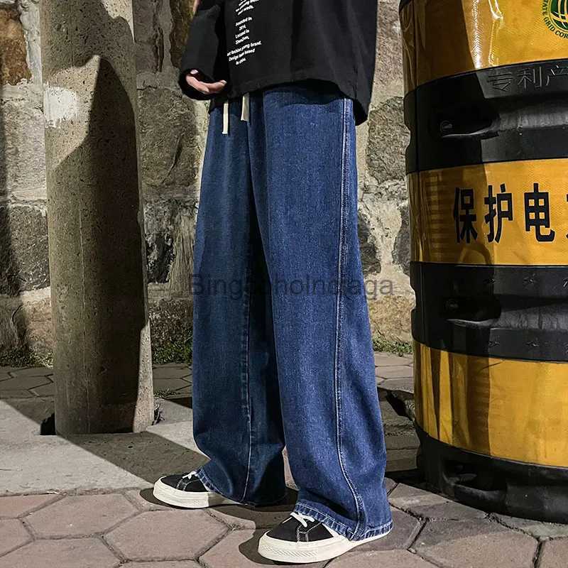 Men's Jeans 2023 Men's Jeans Korean Version Student Casual Pants High Street Straight Loose Wide Leg Jeans Black Grey Blue Baggy JeansL23100