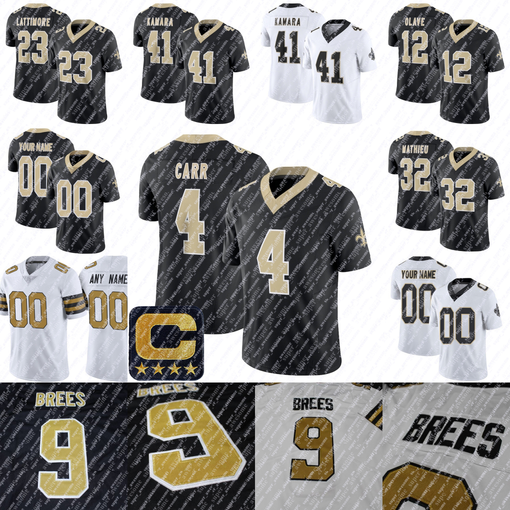 Derek Carr Football Jersey Taysom Hill Alvin Kamara Jamaal Williams Alontae Taylor Rashid Shaheed Tyrann Mathieu Drew Brees Foster Moreau Chris Olave Reggie Bush