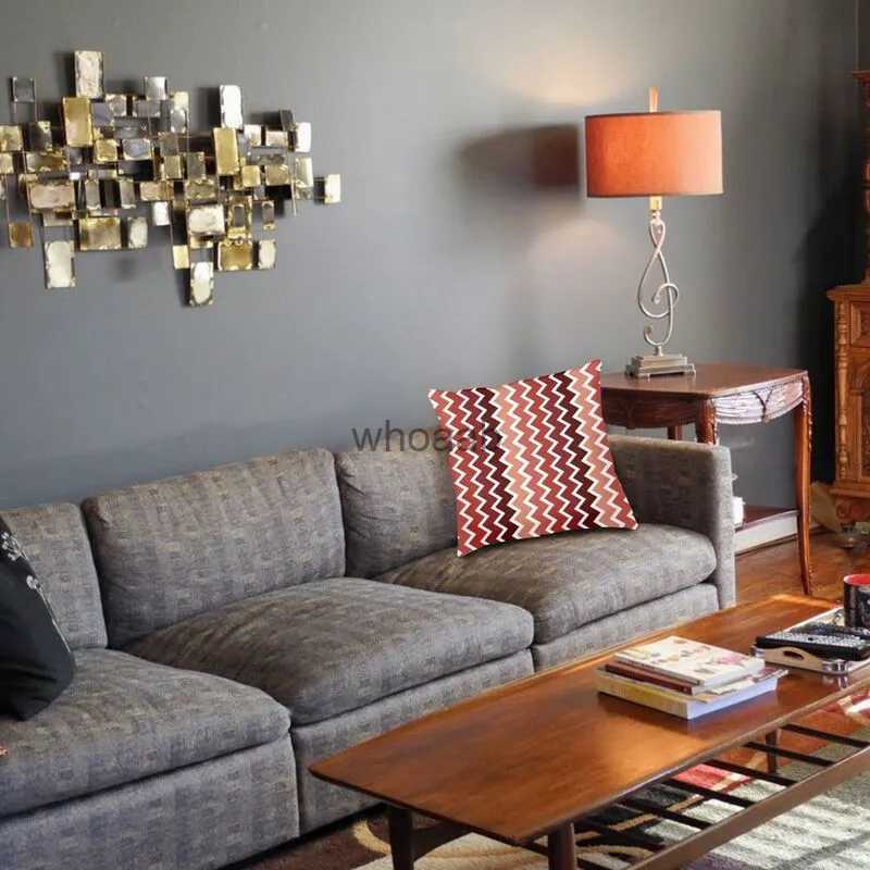 Plush Pillows Cushions Red And White Zig Zag Lines Seamless Pattern Square Pillow Cover Home Decor 3D Geometric Bohemian Cushion Cover for Sofa YQ2310