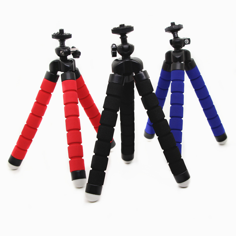 Flexible Sponge Tripod Portable Small Phone Tablet Stand with Clip and Wireless Remote For Cell Phone Video Recording Live Microphones Camera Photo Ph