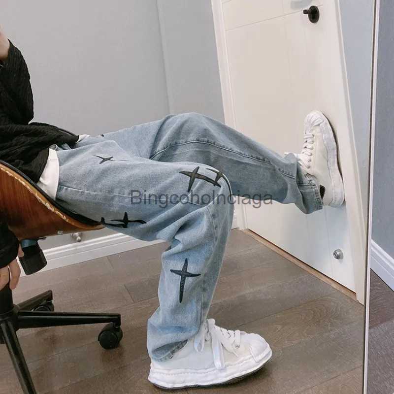 Men's Jeans Wide Leg Cargo Pants 2022 Streetwear Baggy men Jeans Spring Autumn Men Korean Fashion Loose Straight Male Brand Clothing BlackL231003