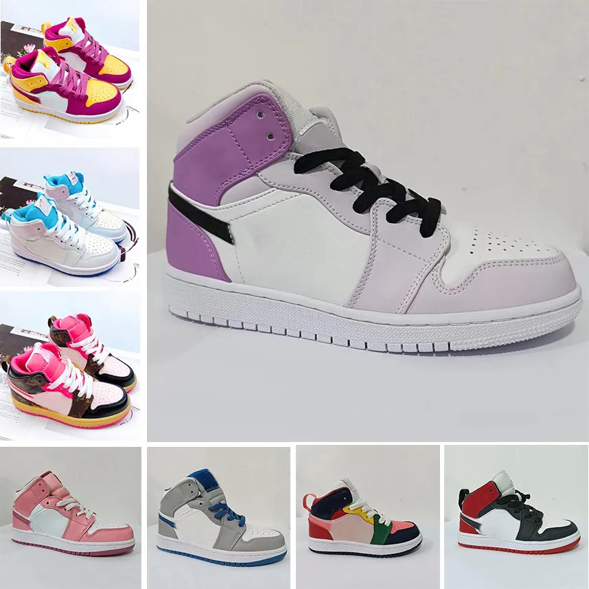 1 1s High Kids Shoes Toddlers Youth Boys Girls sneakers desiganer Trainers University Blue digital pink Patent Green Black White kid boy chidren shoe