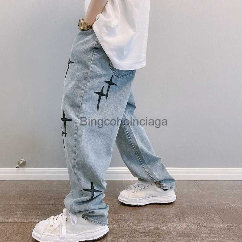 Men's Jeans Wide Leg Cargo Pants 2022 Streetwear Baggy men Jeans Spring Autumn Men Korean Fashion Loose Straight Male Brand Clothing BlackL231003