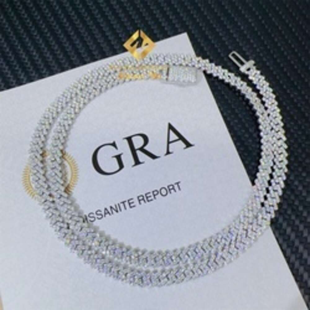 Pass Tester Hip Hop Iced Out 5mm Width One Row Sterg Sier d Vvs Moissanite Dia Cuban k Chain Necklace