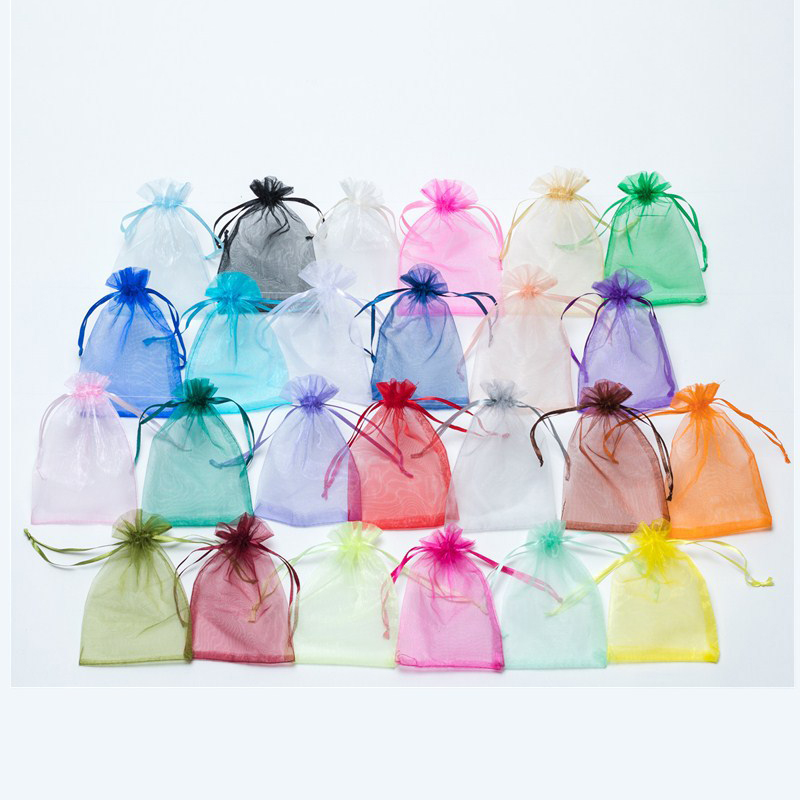 Sheer Organza Drawstring Gift Bags Jewelry Party Wedding Baby Shower Favor Mesh Bags Small Pouch Gift Bags Gift Wrap W0098