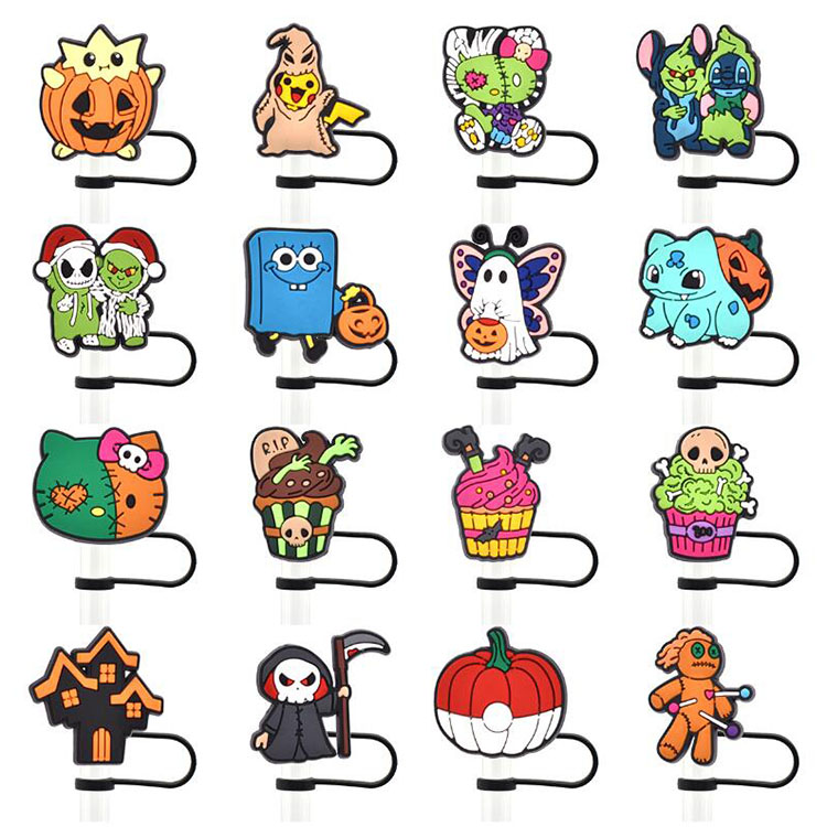 wholesale halloween toppers cap 10mm big size PVC straws dust plug wedding christmas party decoration