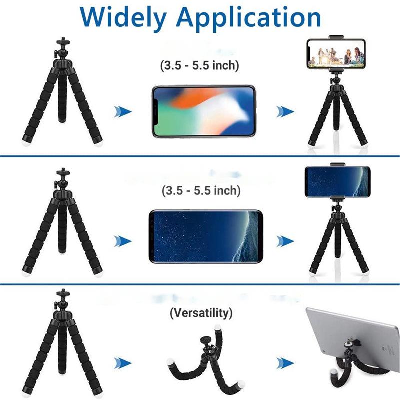 Mobile Phone Tripod Flexible Sponge Tablet Stand Holder with Clip and Wireless Remote For Smartphone Vlogging Travel Live Small Digital Camera Recorde